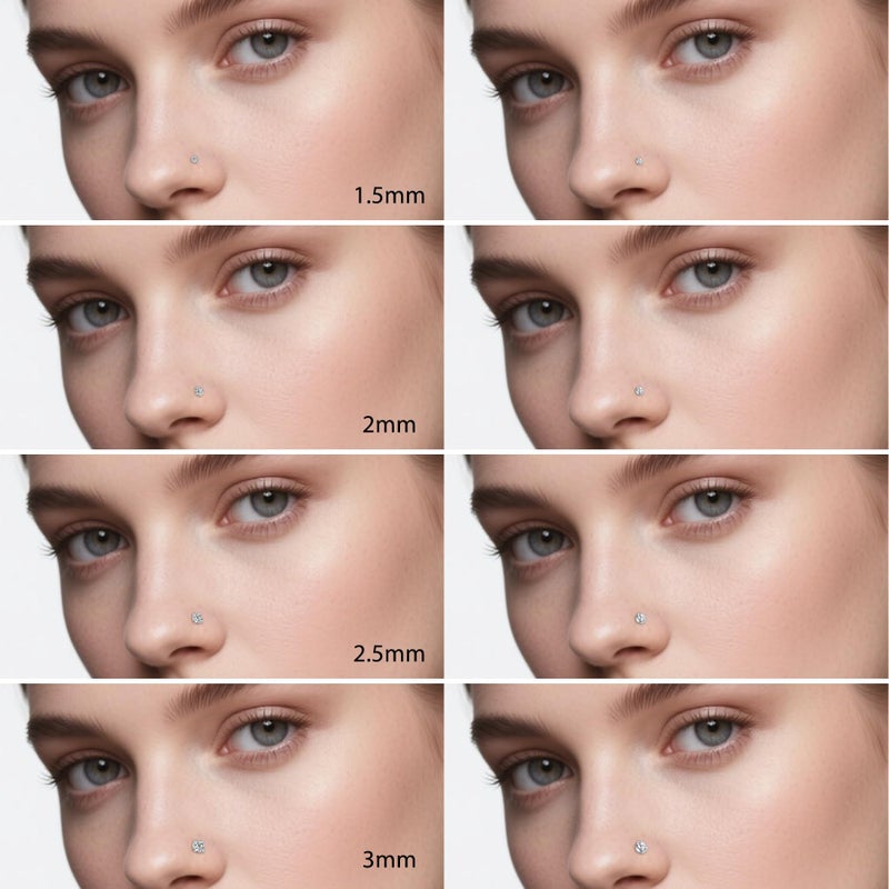 D.Bella 18G 20G 22G L Shaped Nose Studs Surgical Stainless Steel 1.5mm 2mm 2.5mm 3mm CZ Nose Rings For Women - Image 4