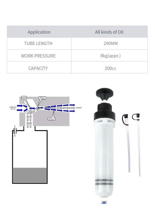 XiuWoo 200cc Fluid Extractor, Automotive Fluid Extractor Pump, Oil Extractor Oil Syringe, Manual Fuel Suction & Filler, Fluid Change Evacuator, Auto Car Brake Fluid Oil Change Replacement Tool  - Image 2