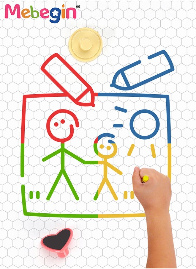 MEBEGIN - Magnetic Drawing Board with 3 Different Stamps, Erasable Doodle Sketching Writing Board Pad with Light and Music, Fun Travel Toy for Kids, Early Education Learning Skill Development Toys, Smooth Lines, Repetitive Writing - Image 1