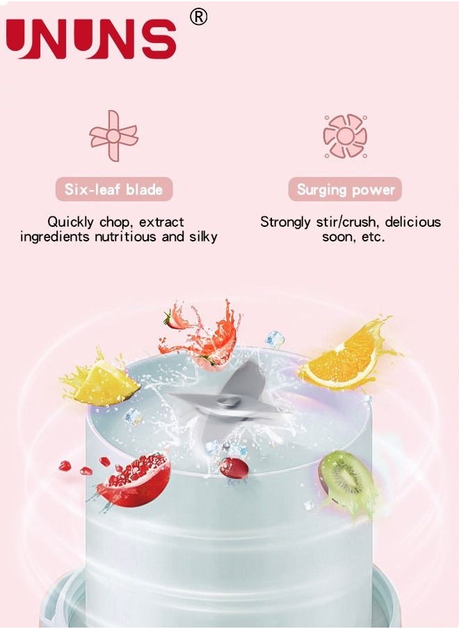 UNUNS - Portable Electric Juicer Blender,350ML Personal Blender For Shakes And Smoothies With USB Rechargeable,12.3oz Handheld Blender - Image 1