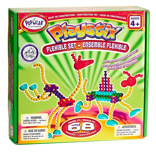 Popular Playthings Playstix Flexible Set Construction Toy Building Blocks 68 Piece Kit - Image 1