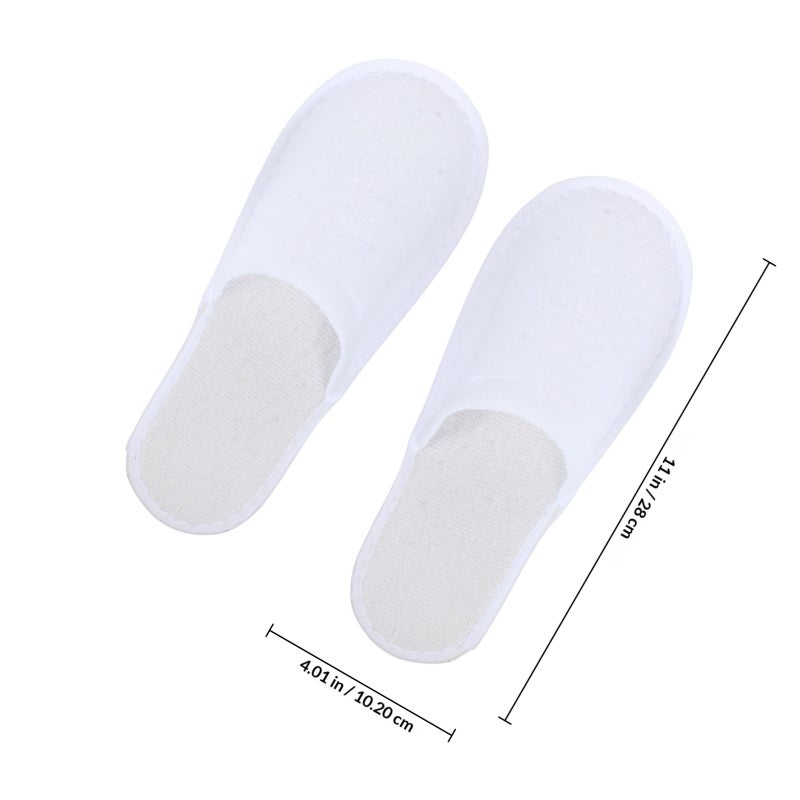Pairs Disposable Slippers Non-skid Coral Fleece Slippers for Home (White) - Image 2