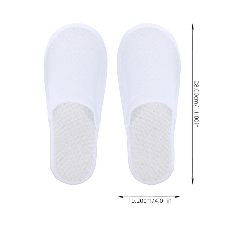 Pairs Disposable Slippers Non-skid Coral Fleece Slippers for Home (White) - Image 3