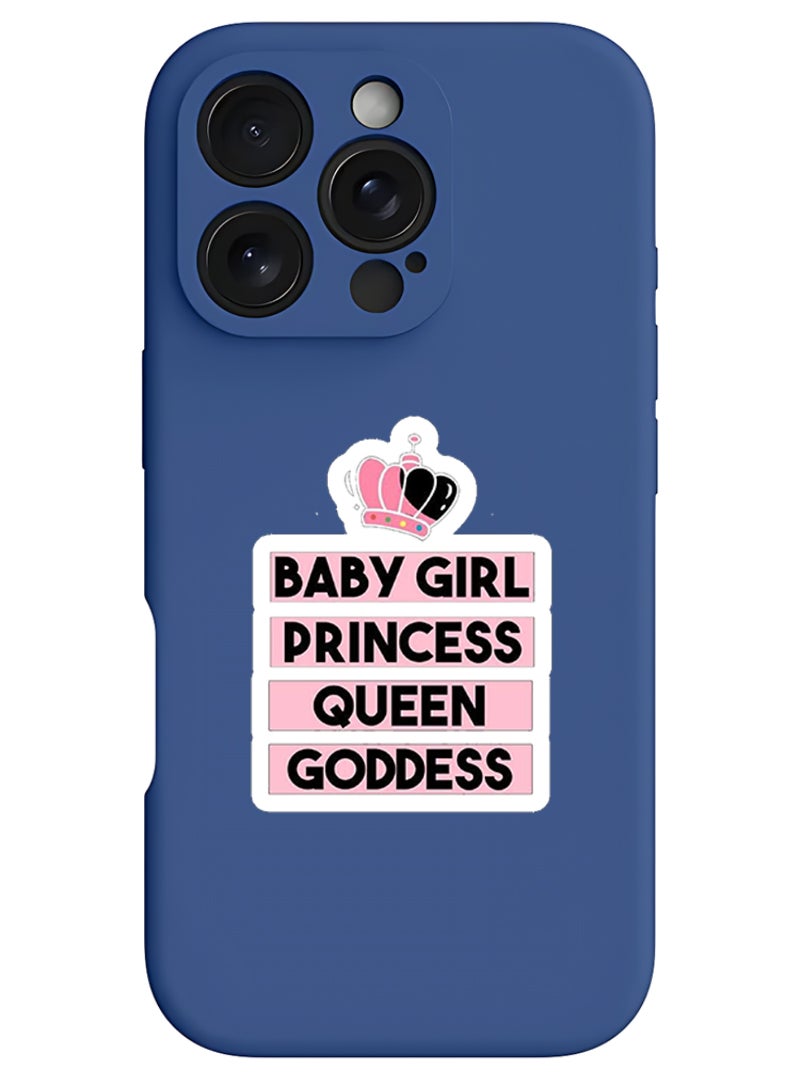 Theodor iPhone 16 Pro Max Blue Protective Slim Fit Case Liquid Silicone Cover with Full Body Protection Anti-Scratch Shockproof Case For iPhone - Baby Girl Princess white - Image 1