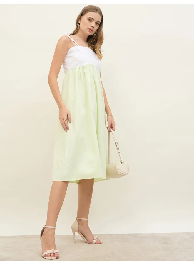 ستايلي Styli Color Block A-Line Strappy Midi Dress