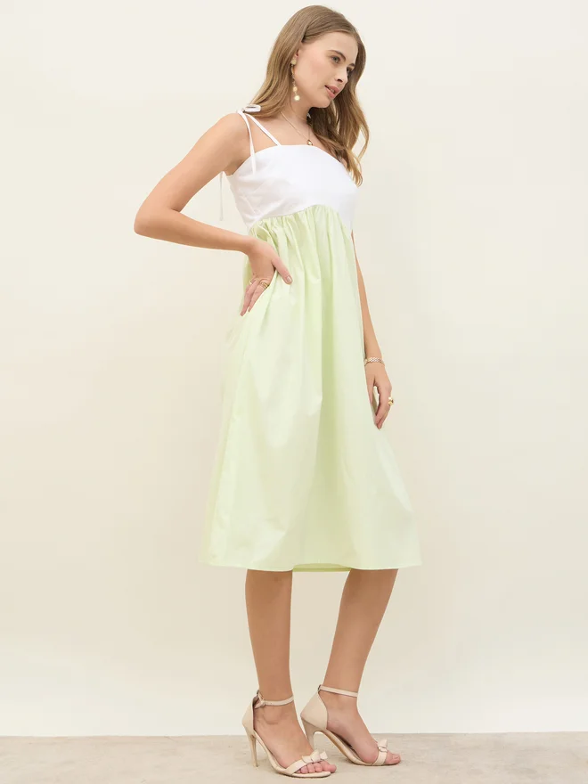 Styli Two-Tone Midi Dress