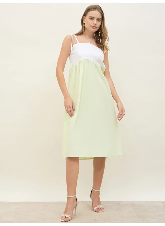 ستايلي Styli Color Block A-Line Strappy Midi Dress