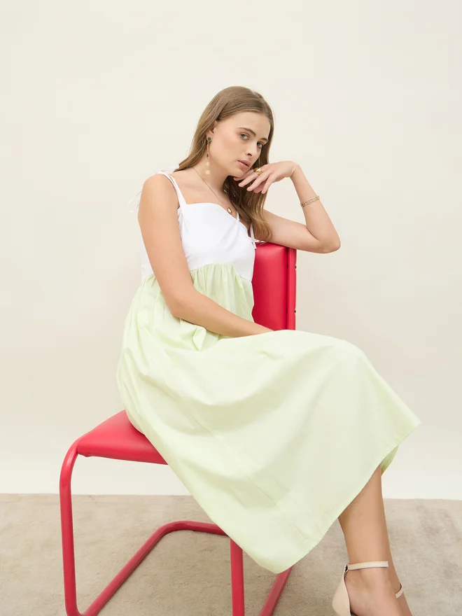 Styli Two-Tone Midi Dress