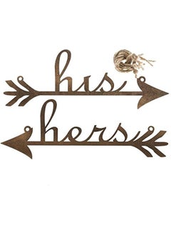 Generic Wall Hanging Decorative Wood Sign His and Hers Wall Plaque Arrow Rustic Wedding Signs for Wedding Party Wall Decorations (Brown) 