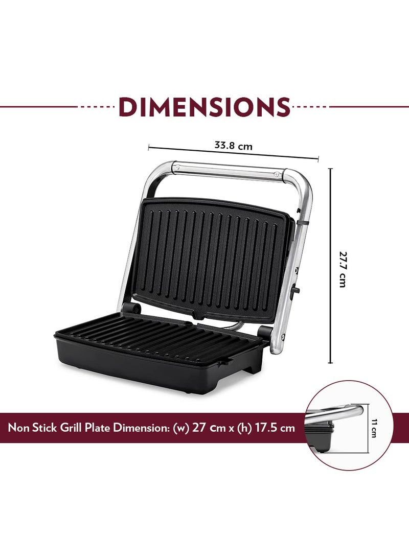 BOROSIL Borosil Jumbo Grill Sandwich Maker 1500W Can Make 4 Sandwich At a Time Power Indicators Non Toxic NonStick Coating Plates Opens to 180 Automatic Temprature Control 2 Year Warranty  - Image 3