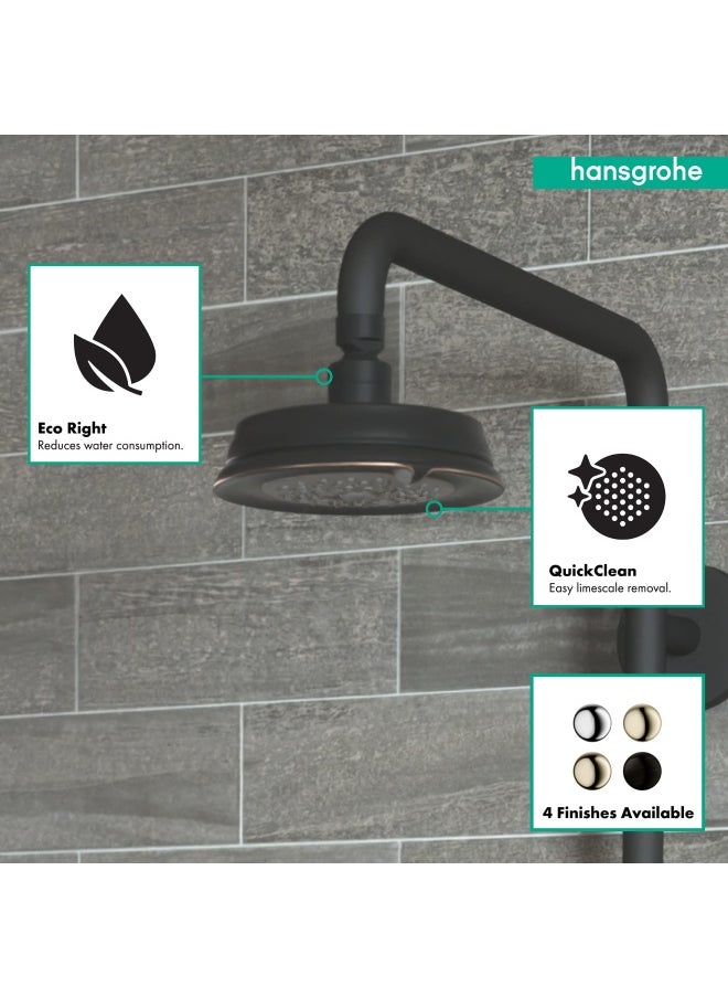 Hansgrohe Croma 100 Classic 5 Inch Showerhead Low Flow Classic 3 Spray Full Pulsating Massage Intense Turbo Water Saving With Quickclean In Rubbed Bronze  - Image 3