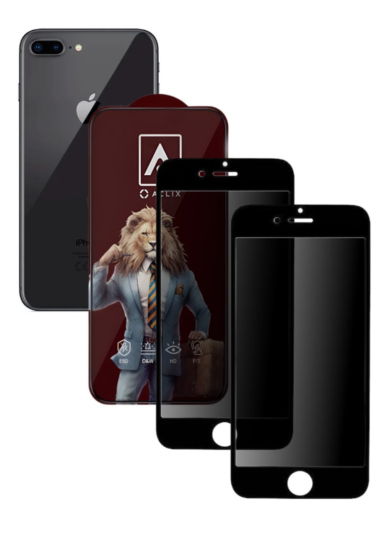 ACLIX 2 Pieces Antistatic ESD Dustproof Premium Quality High Definition Anti-Spy Privacy Tempered Glass Screen Protector Designed For  iPhone 8 Plus - Image 1