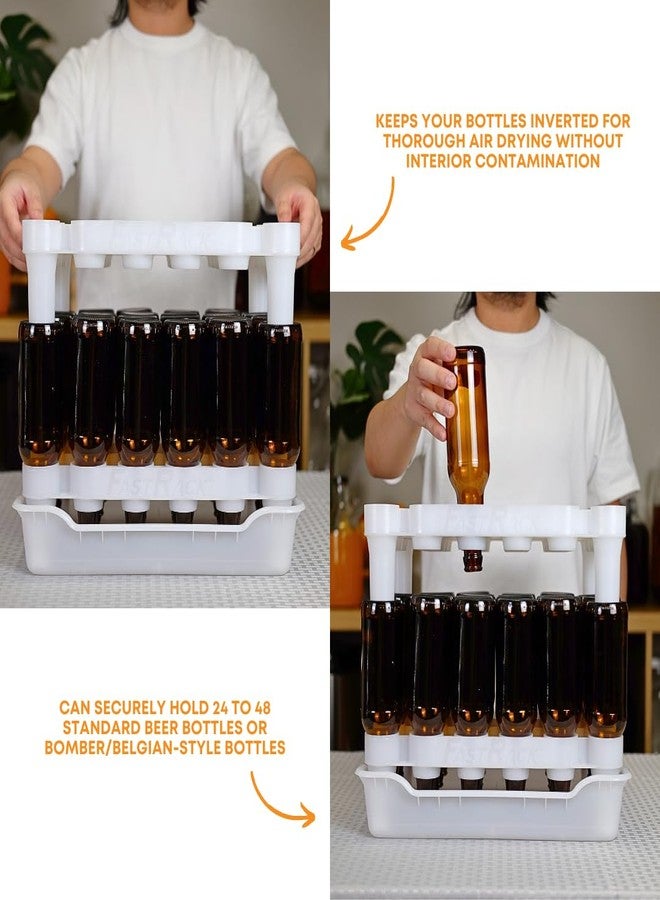 fastrack FASTFERMENT - 24-Bottle Drying Rack & Tray| Bottle Drying Tree Alternative | Dry & Store your Wine or Bomber/Belgian Bottles | Stackable | White | Dishwasher Safe | Home Brewing Supplies - Image 2
