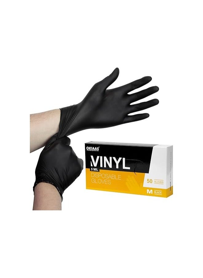Vinyl Disposable gloves black latex free vinyl gloves suitable for home use food handling laboratory work and other uses Boxed pack of 50 pieces - Image 1