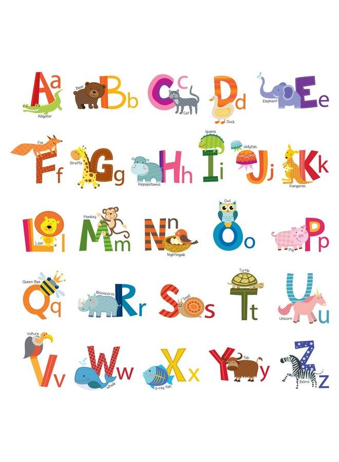 Decowall ملصقات حائط للأطفال عليها حروف أبجدية حيوانات Ds8002 قابلة للإزالة وقابلة للتقشير واللصق لتزيين غرفة نوم الأطفال وغرفة المعيشة (صغيرة) - Image 2