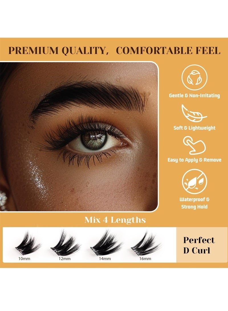 جلامكيت مجموعة مجموعات الرموش ذاتية اللصق، مجموعة رموش ناعمة مع ملاقط للمبتدئين، اضغط على مجموعة وصلات الرموش بدون لاصق 10-16 ملم - 100 قطعة - Image 4