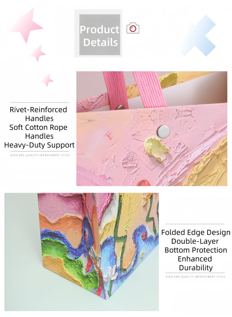 Harse Color Gift Bag with Handle, Oil Painting Gift Paper Bags Medium Size Small Gift Bags Birthday Craft Paper Gift Bags for Presents,Birthdays, Mother's Day,Weddings, Party - Image 5
