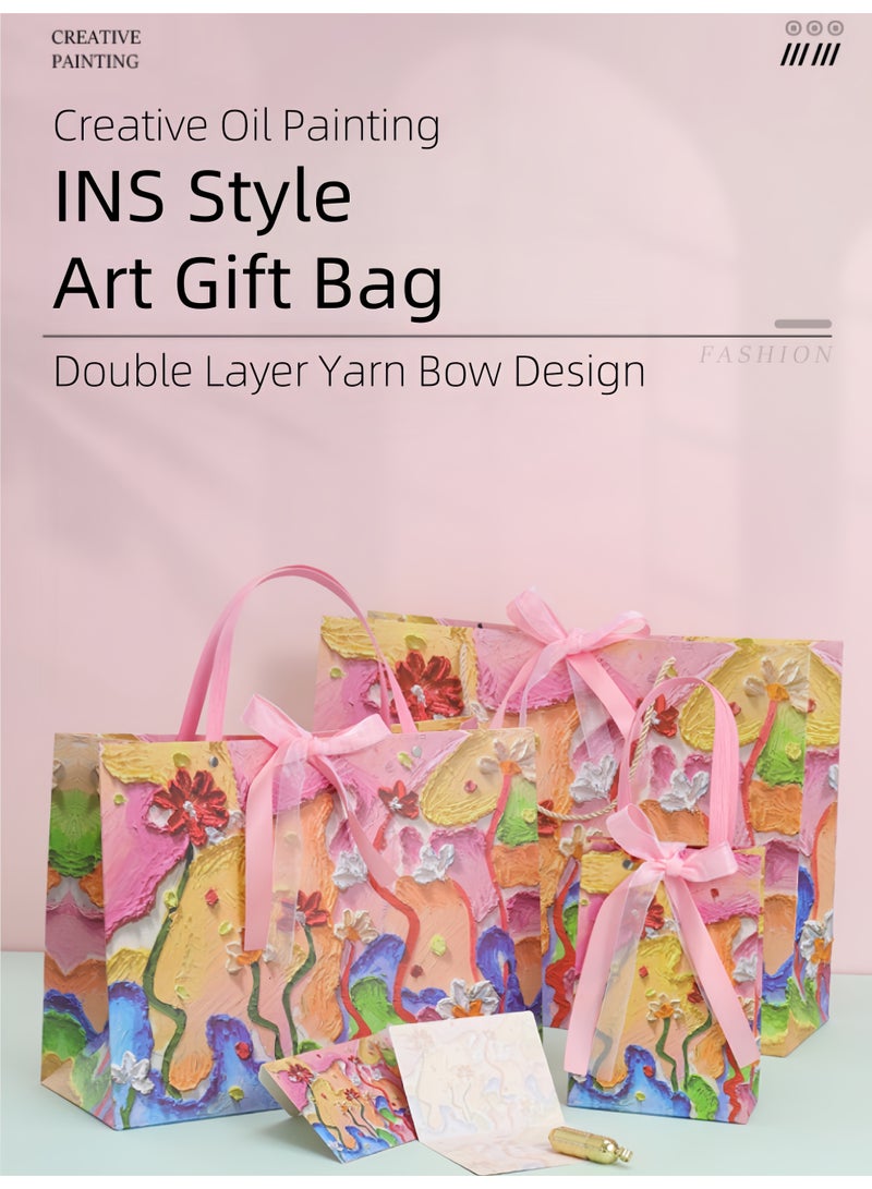 Harse Color Gift Bag with Handle, Oil Painting Gift Paper Bags Medium Size Small Gift Bags Birthday Craft Paper Gift Bags for Presents,Birthdays, Mother's Day,Weddings, Party - Image 2