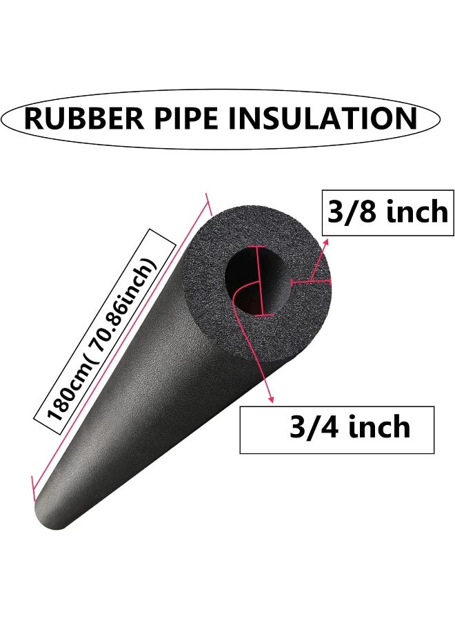 Poaker POAKER 180CM Pipe Insulation Foam Tube – Versatile Foam Sleeve for Plumbing, AC Units, Guitar Stands, Exercise Equipment & Roof Racks (BLACK, 3/4 inch X 3/8 inch)  - Image 2