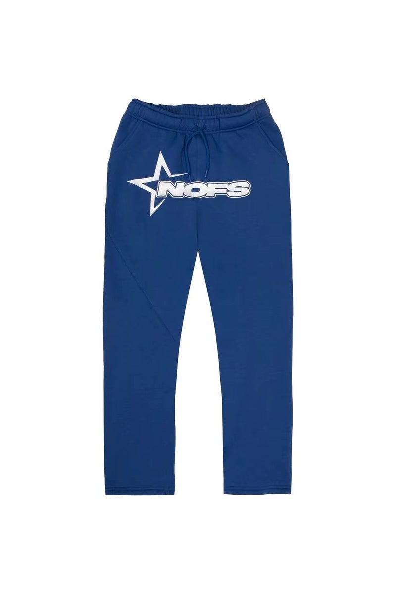 2023 fashion fashion brand letter print loose sweater trousers hip hop streetwear men and women pullover casual suit Blue pants