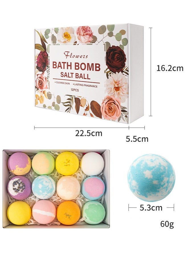 ZCM-HAPPY Box of 12 Bath Salt Balls, Plant and Flower Scented Bath Bombs with Sea Salt Aromatherapy, Moisturizing Natural Bath Fizzies for Deep Skin Cleansing and Long-Lasting Fragrance  - Image 2