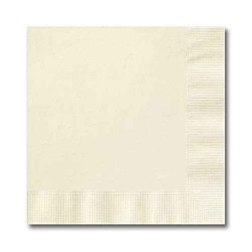 Ecru Beverage Napkins  100 Ivory Cocktail Napkins  4 34 x 4 34 Square Cream Colored 3 Ply Napkins