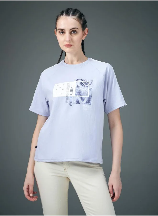 Technosport Technosport Graphic Print Crew Neck Stretch Crop T-Shirt