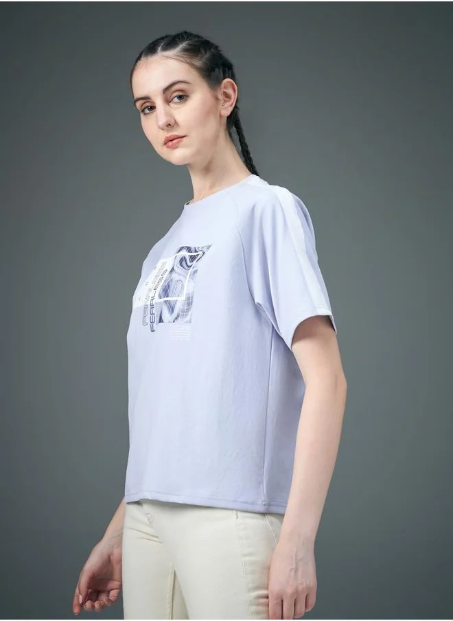Technosport Technosport Graphic Print Crew Neck Stretch Crop T-Shirt