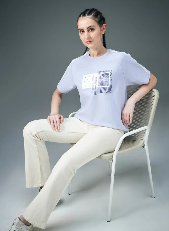 Technosport Technosport Graphic Print Crew Neck Stretch Crop T-Shirt