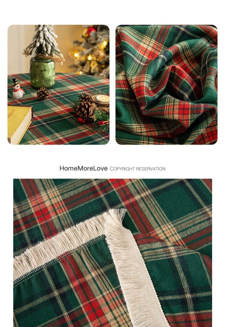 Tablecloth 120 * 120cm for Round Table Dining Table Cloth with Tassel Cotton Linen Wrinkle Free Table Cover - Image 4