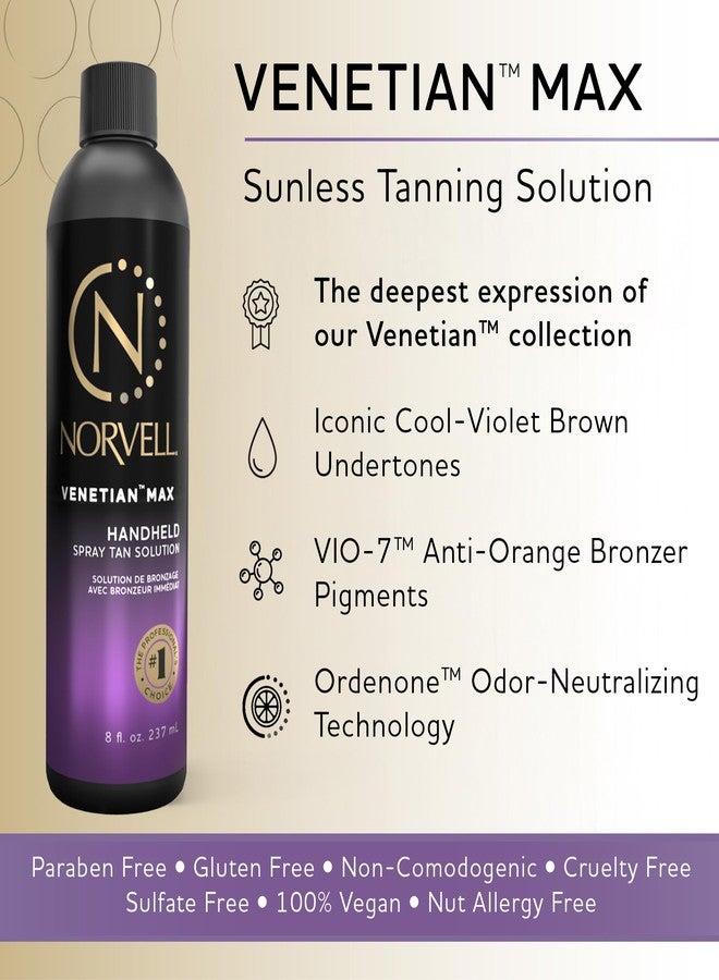 Norvell Premium Spray Tan Solution Venetian Max 8oz – Professional Sunless Tanning Formula with Cool Violet Brown Undertones, Streak Free, Fast Drying, Long Lasting Color - Image 2