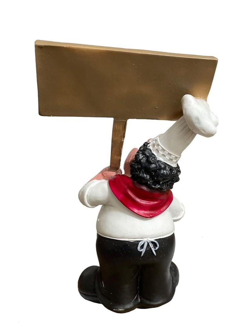 Kitchen Decor Chef Figurine Statue Decorative with Welcome Sign Desktop Statue Ornament Small Size Resin Material for Home Kitchen Cook Bar Coffee Restaurant Decor - Image 2