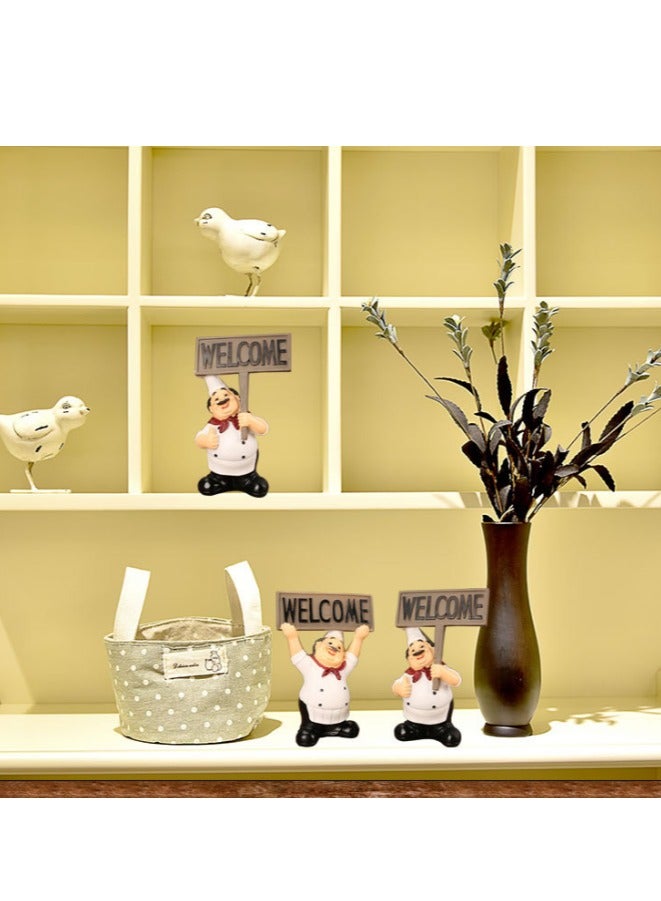 Kitchen Decor Chef Figurine Statue Decorative with Welcome Sign Desktop Statue Ornament Small Size Resin Material for Home Kitchen Cook Bar Coffee Restaurant Decor - Image 5