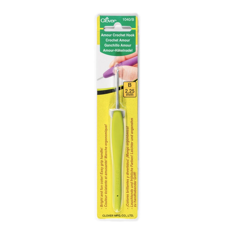 Clover 1040/B Lime Green Amour Crochet Hook, Size B, Yellow, 2.25mm - Image 5