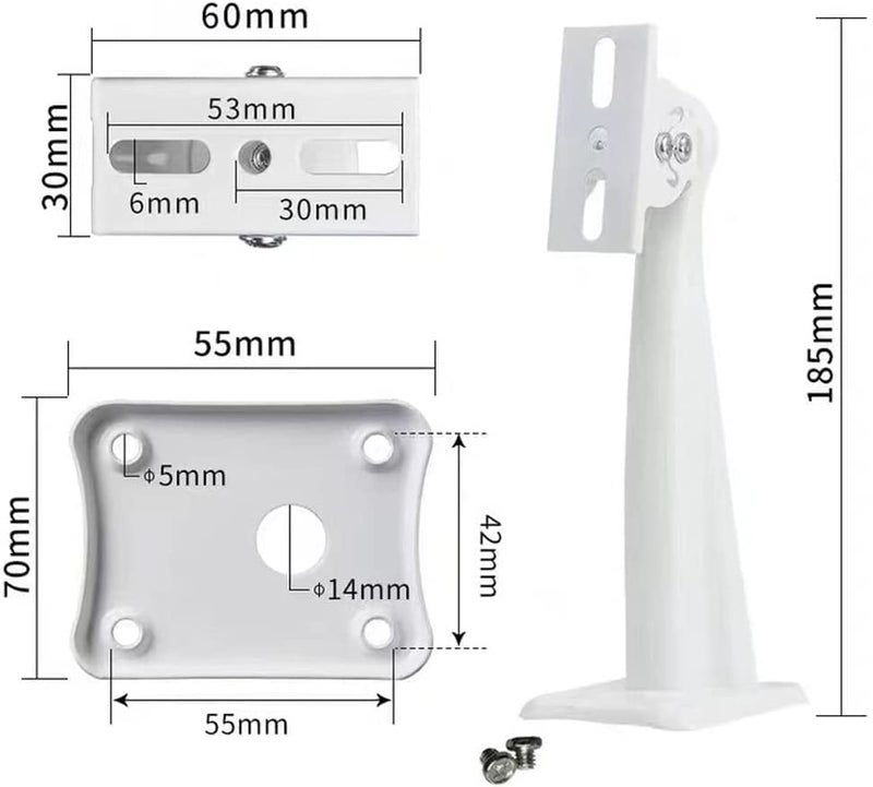 Bectro حامل/دعامة تركيب على الحائط لكاميرا CCTV الأمنية، بطول 18 سم / 7 بوصة مع زاوية قابلة للتعديل 90 درجة، للاستخدام الداخلي/الخارجي (عبوة من 2 مجموعة) - Image 5