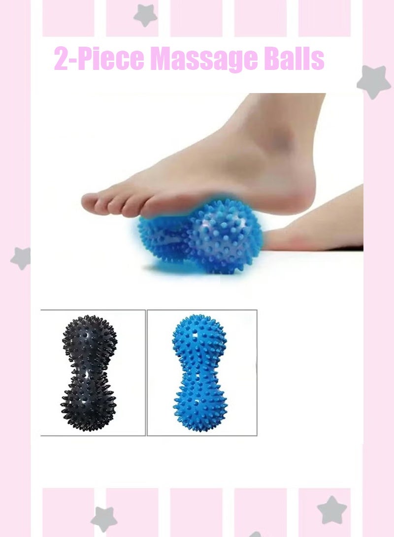 2-Piece Deep Tissue Peanut Massage Balls for Rear Foot Plantar Fasciitis Full Body Muscle Therapy, Relieve Strength Exercise Body (Dark Blue + Black) - Image 1