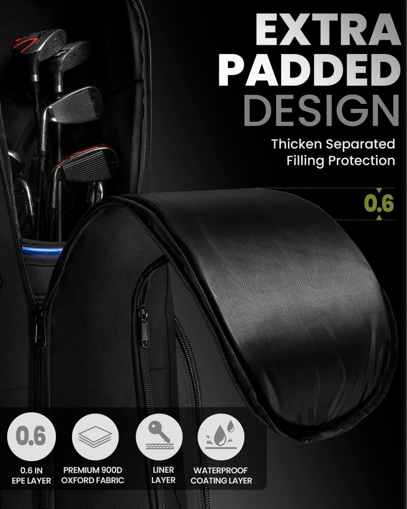 OutdoorMaster Golf Travel Bag, 900D Oxford Waterproof -Black, for Frequent Traveling Golfers - Image 2