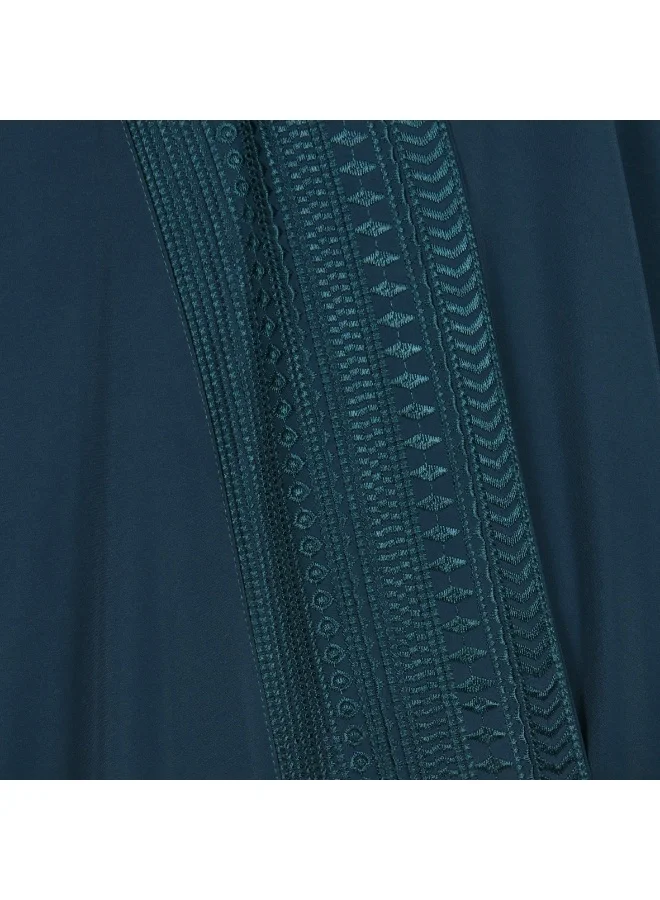 OYA Abaya Dark green quarter-bisht abaya with elegant embroidered detailing