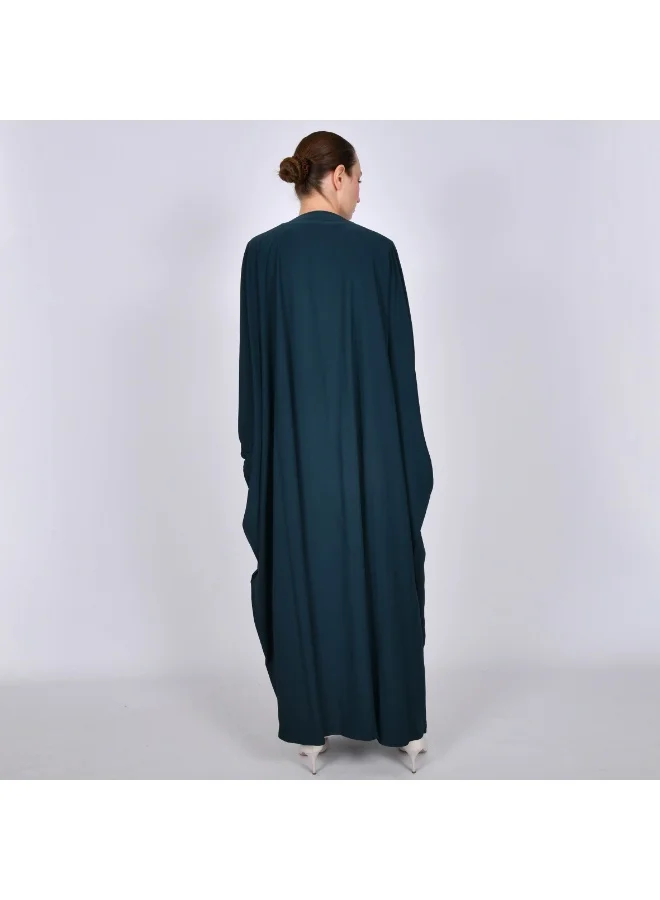 OYA Abaya Dark green quarter-bisht abaya with elegant embroidered detailing