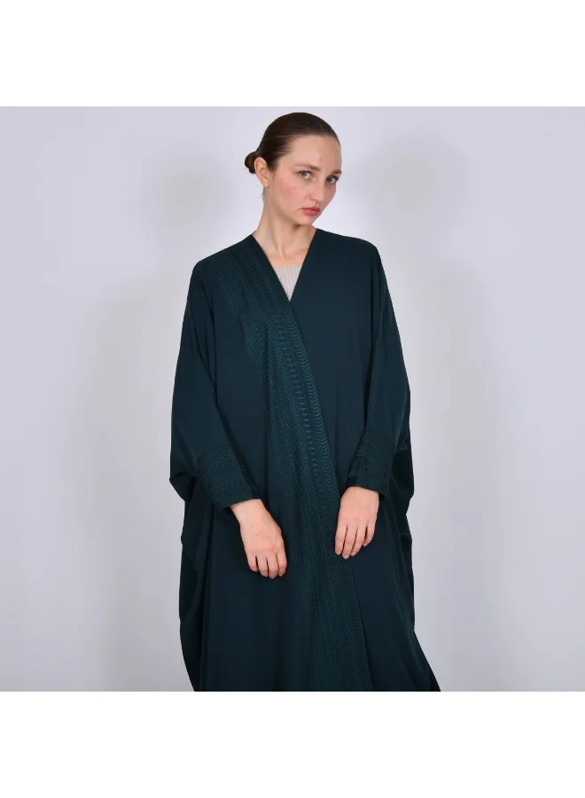 OYA Abaya Dark green quarter-bisht abaya with elegant embroidered detailing