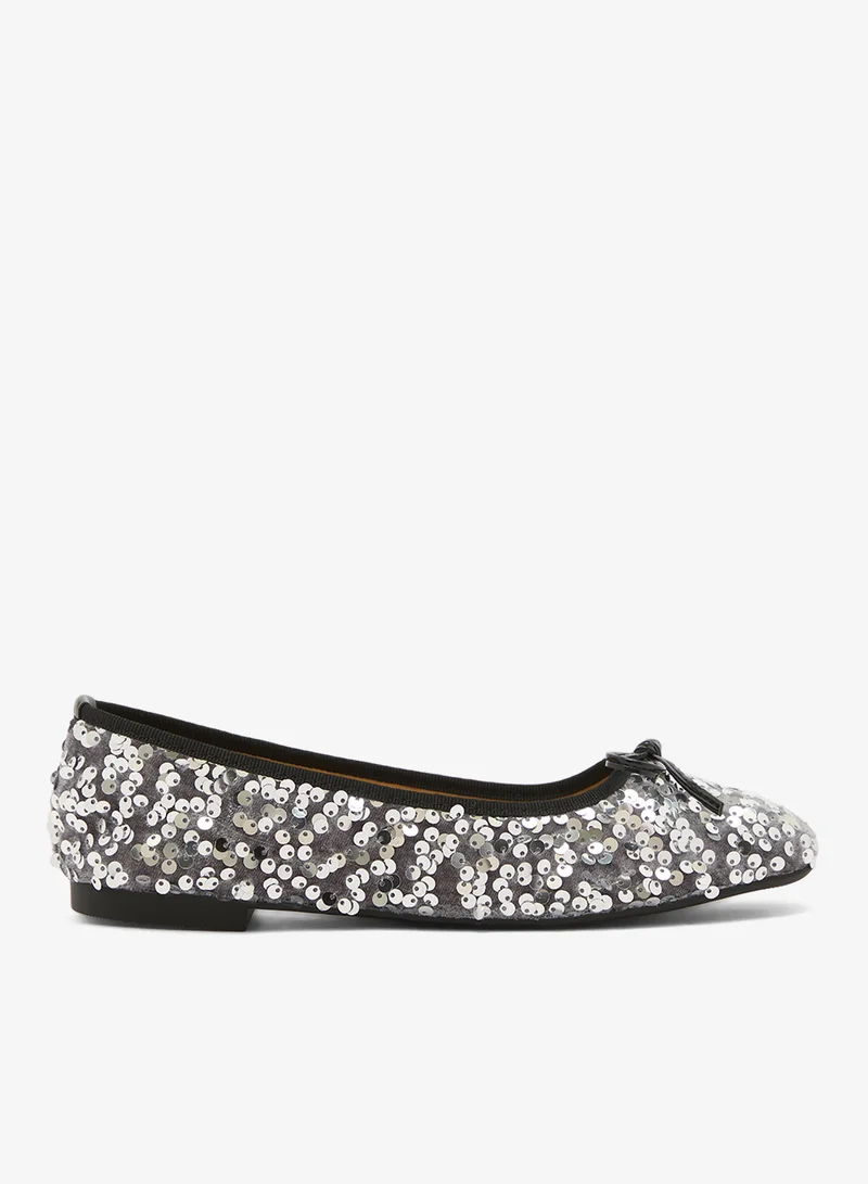 جينجر Sequin Embellished Ballet Flats