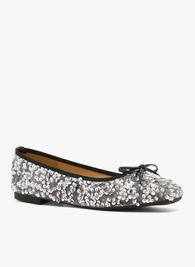 جينجر Sequin Embellished Ballet Flats