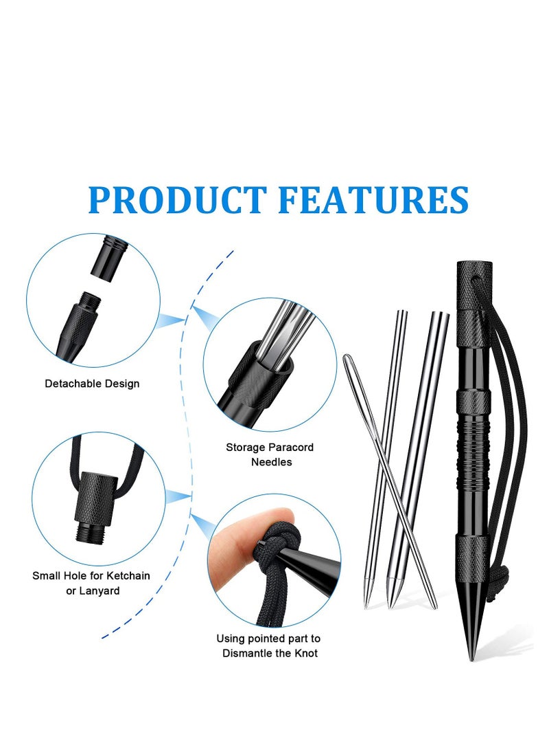 Stainless Steel FID Set Paracord FID Marlinspike Set Paracord Stitching Lacing Stitching Needles and Smoothing Tool Knotter Tools for Leather or Paracord Work (Black) - Image 5