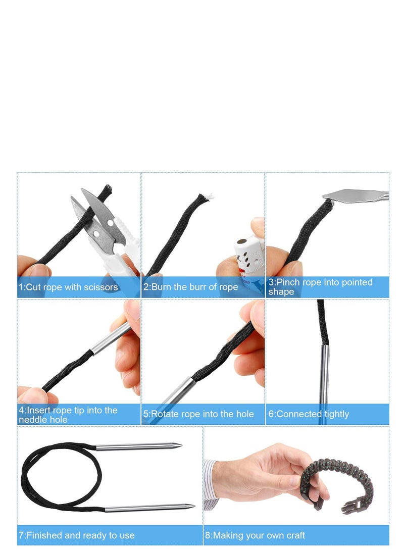 Stainless Steel FID Set Paracord FID Marlinspike Set Paracord Stitching Lacing Stitching Needles and Smoothing Tool Knotter Tools for Leather or Paracord Work (Black) - Image 3