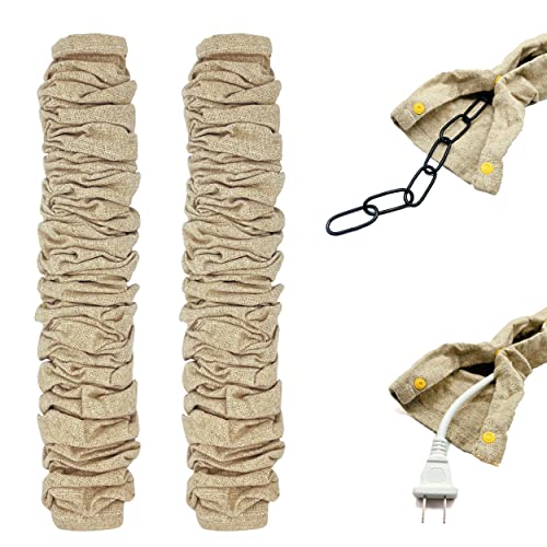ECUDIS 2 Pack Chandelier Cord Cover, 6 Feet Chain Cover for Chandelier Lighting Wires, Brown - Image 1