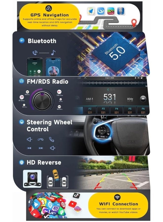 Vierex Fit Hyundai ACCENT Car Stereo Accent Android Screen 2012-2017 With Apple Carplay Android Auto Wireless WiFi DSP FM&AM BT AHD Camera Included Fast QLED (2+32GB Carplay 4CORE) - Image 4