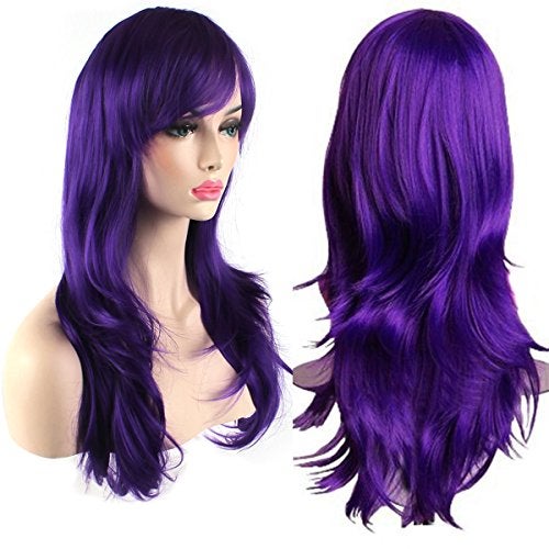 Akstore 28 inch Fashion Wigs Long Wavy Curly Hair Cosplay Wig (Purple) - Image 1