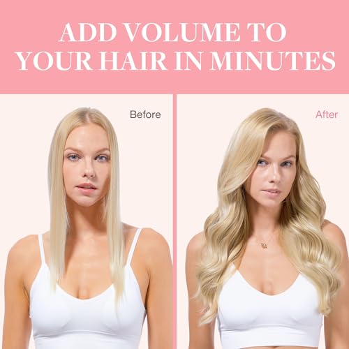 Googoo GOO GOO Clip in Hair Extensions Real Human Hair, Remy Human Hair Extensions Clip ins for Women, Natural Human Hair, 14inch 120g 7Pcs, 16/22 Light Blonde Highlighted Golden Blonde - Image 5
