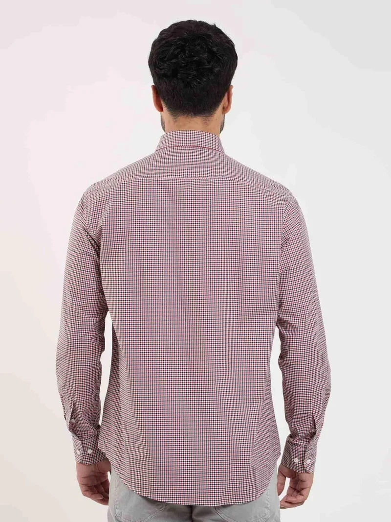 دوفي Red Men's Regular Fit Pitikare Patterned Button Collar Long Sleeve Shirt - 98709