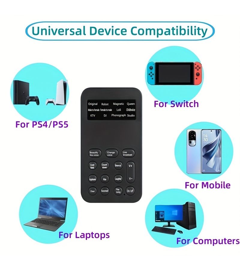 مغير الصوت في الوقت الحقيقي لهواتف Android المحمولة من ذكر إلى أنثى ومن أنثى إلى ذكر، صوت طفل، عم، ملكة، ألعاب، الدردشة الصوتية المباشرة، الإنتاج، التعليق الصوتي، مرافقة بطاقة الصوت - Image 3